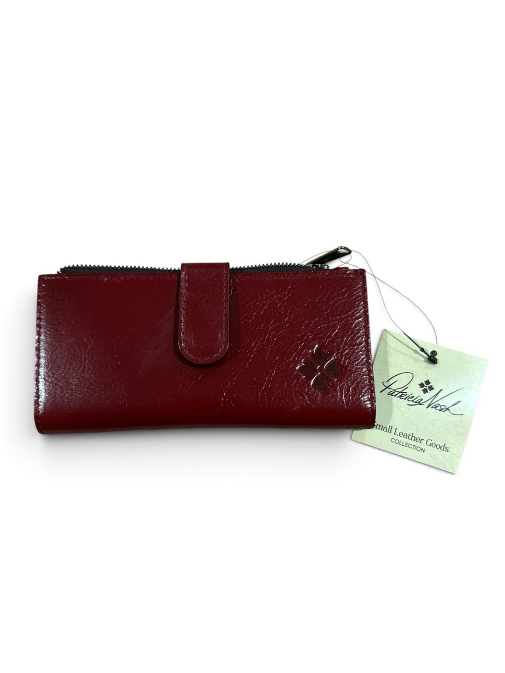 Patricia Nash Deep Red Leather Zip & Snap Wallet
